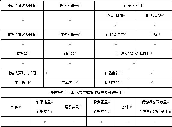空运托运书